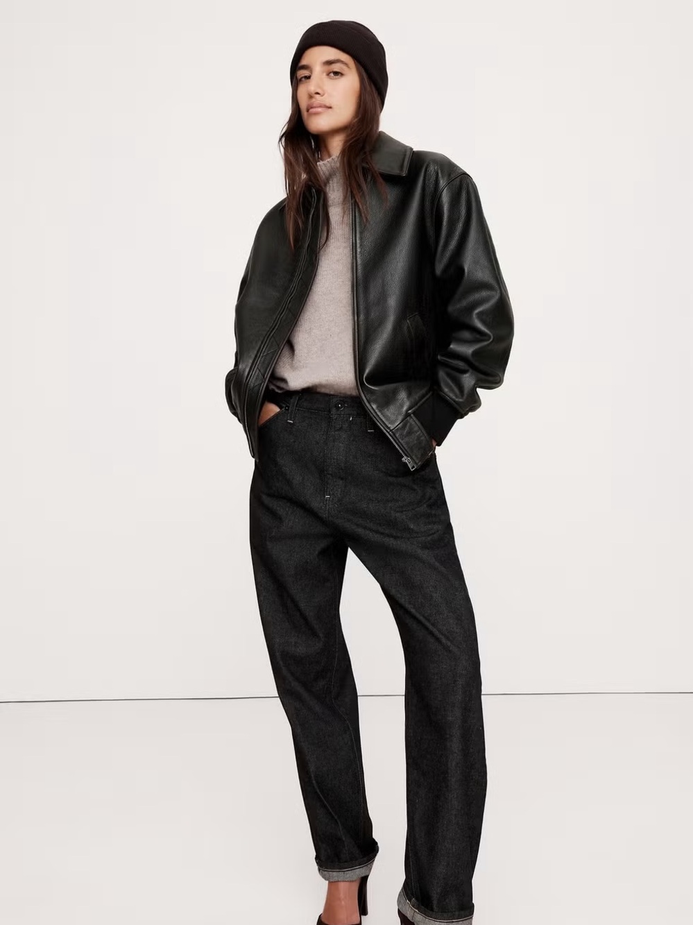 Banana Republic Oversized Leather Bomber Jacket